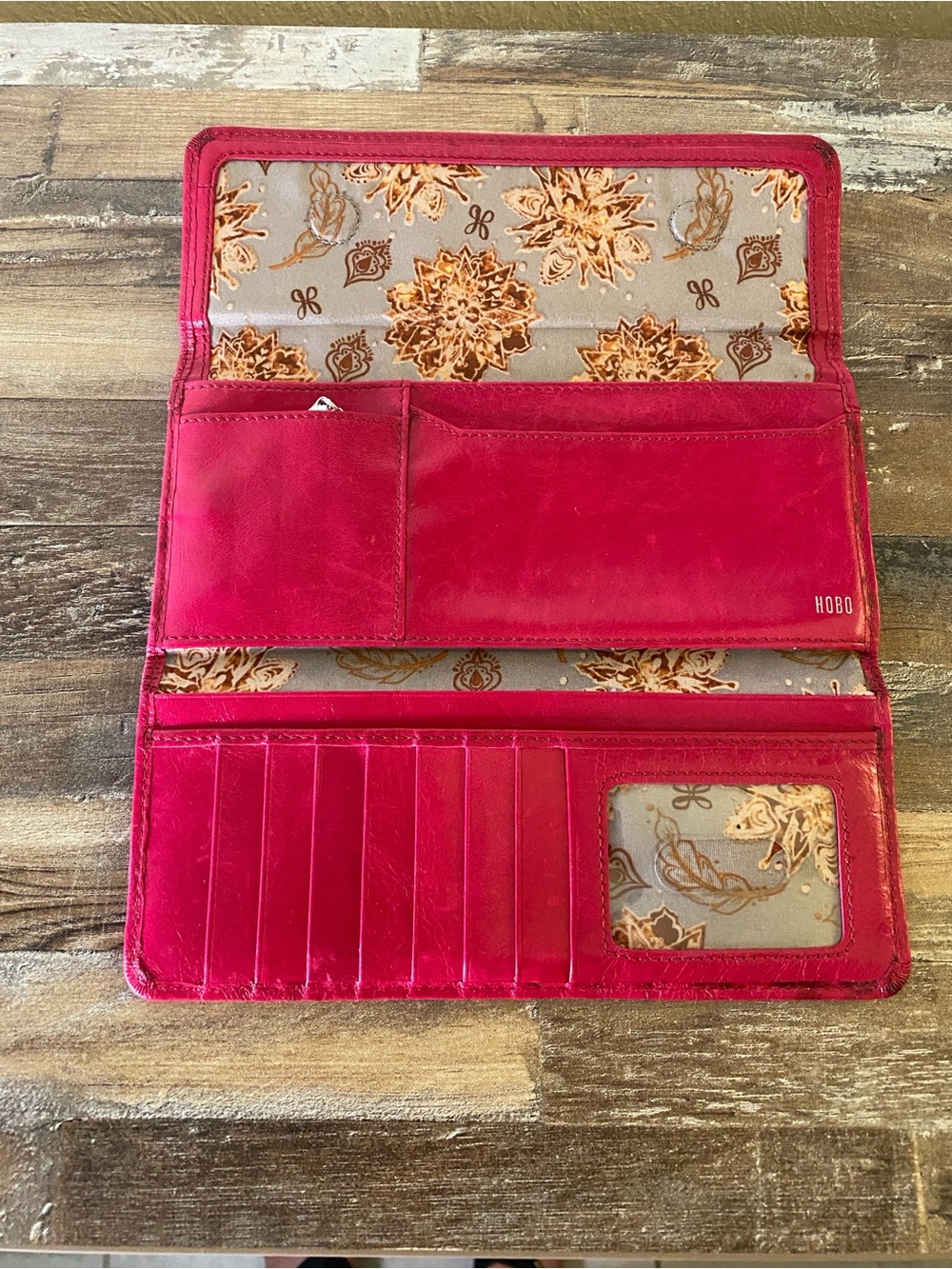 HOBO Leather Wallet Clutch - Fuchsia Pink - Picture 4 of 15